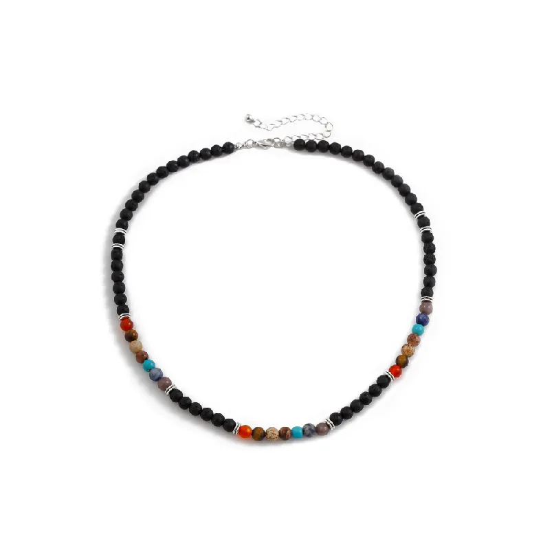 Retro Colored Beaded Necklace-0