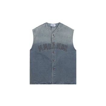 Embroidered Gradient Denim Vest