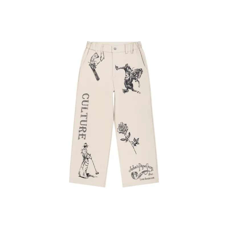 Retro Straight Hand Painted Casual Pants-2