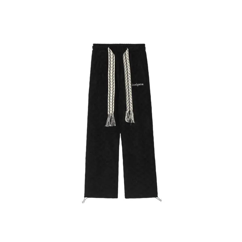 Woven Drawstring Decorative Ankle Pants-9