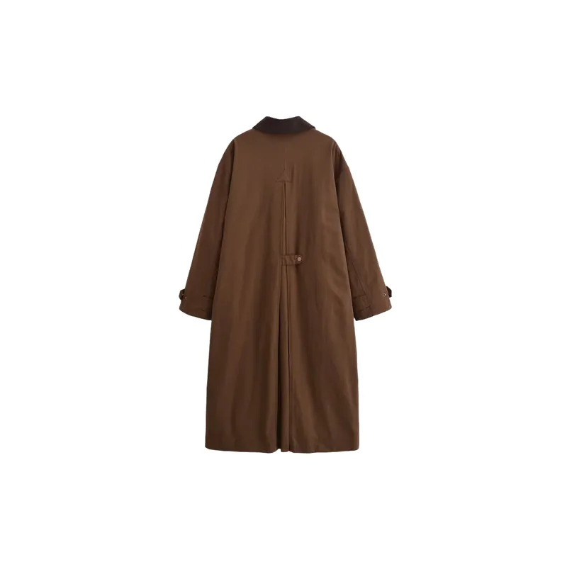 Fashionable Street Twill Washed Cotton Trench Coat Women-1