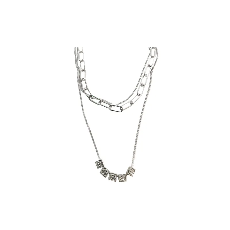 Multi Layer Dice Smiley Face Necklace-0