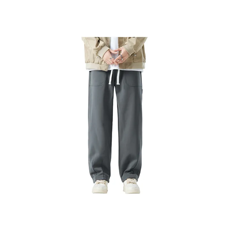 Stitching Design Twill Straight Pants-9