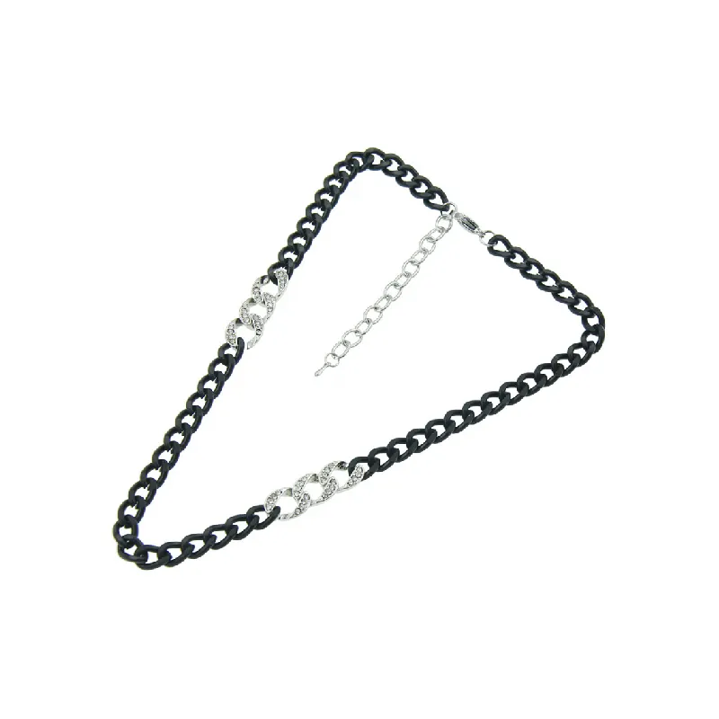 Two Color Splicing Cuban Necklace-0