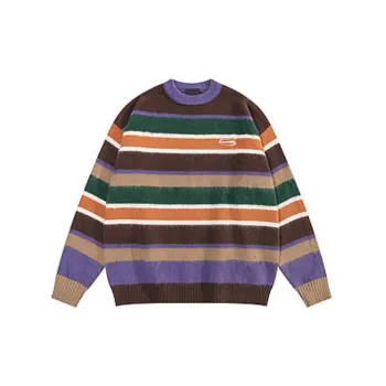 Retro Contrast Color Polyester Sweatshirt
