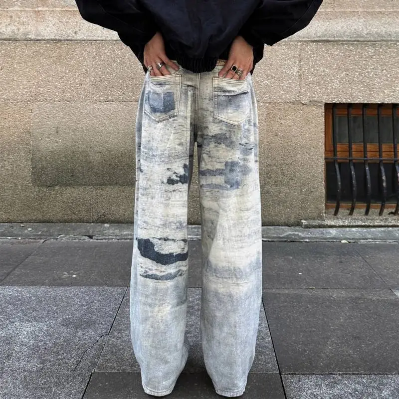 Retro Washed Straight Leg Jeans-3