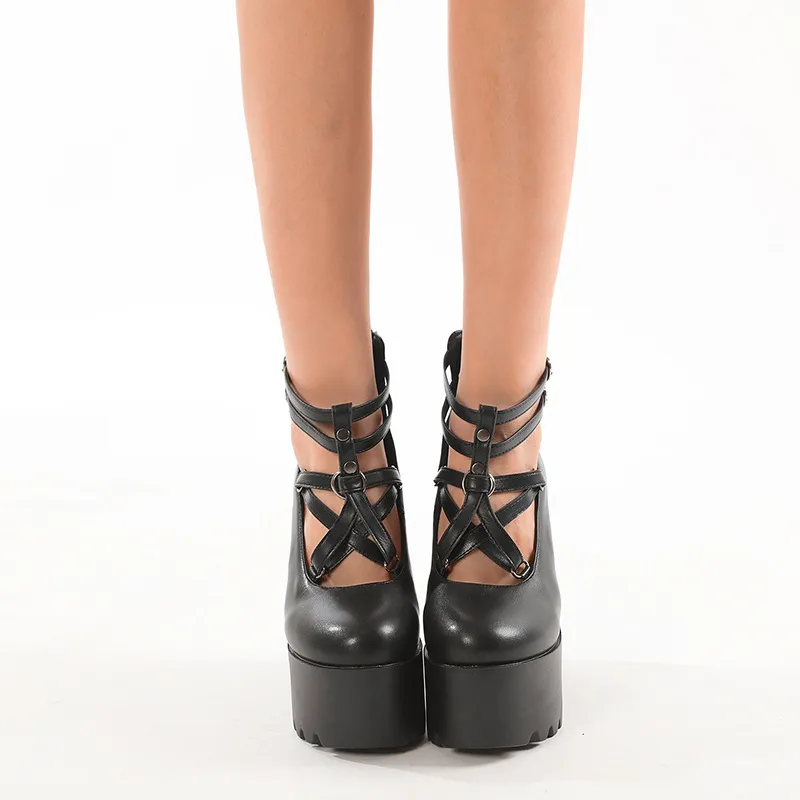Fashion Zipper Punk High Heels-2