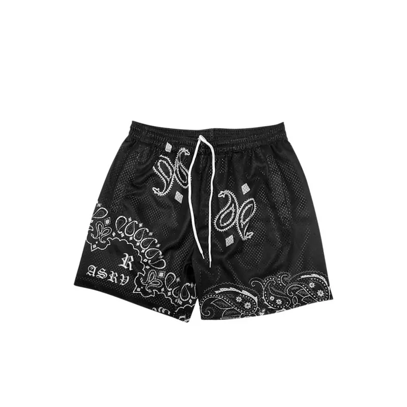 Mesh Outerwear Elastic Waist Shorts-5
