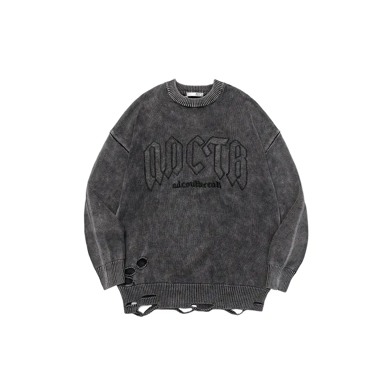 Retro Washed Loose Cotton Sweater-0