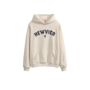 Letter Printed Fleece lined Loose Crewneck Hoodie