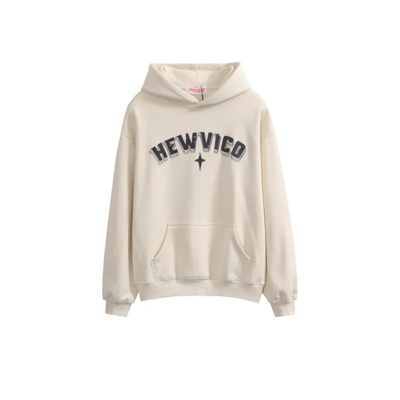 Letter Printed Fleece lined Loose Crewneck Hoodie-2