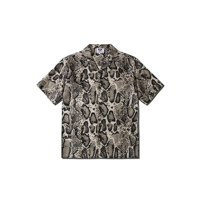Street Hip Hop Casual Cardigan Snake Print Short Sleeved Shirt Swag OOTD