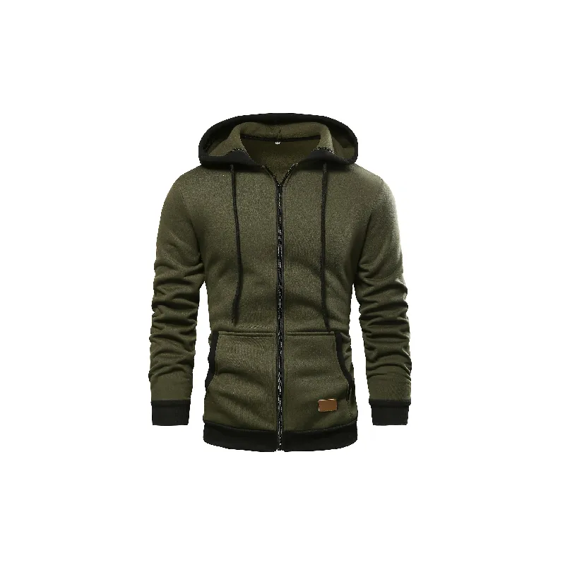 Simple Zipper Blended Synthetic Fabrics Sweatshirt-0