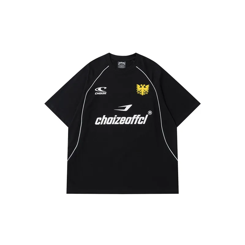 Reflective Strip Niche Racing Style Dark Short sleeved T shirt-2