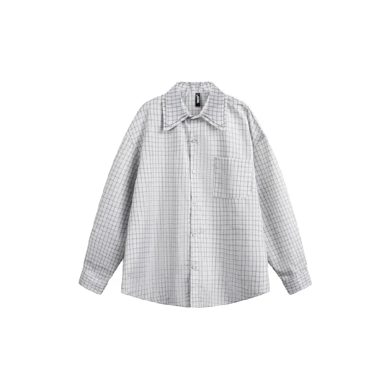 Retro Loose Long Sleeve Blended Synthetic Fabrics Shirt-0