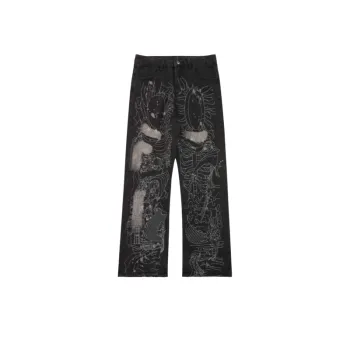 Topstitched White Straight leg Jeans