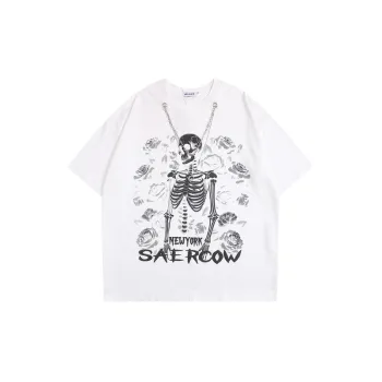 Skull Rose Necklace Summer T Shirt