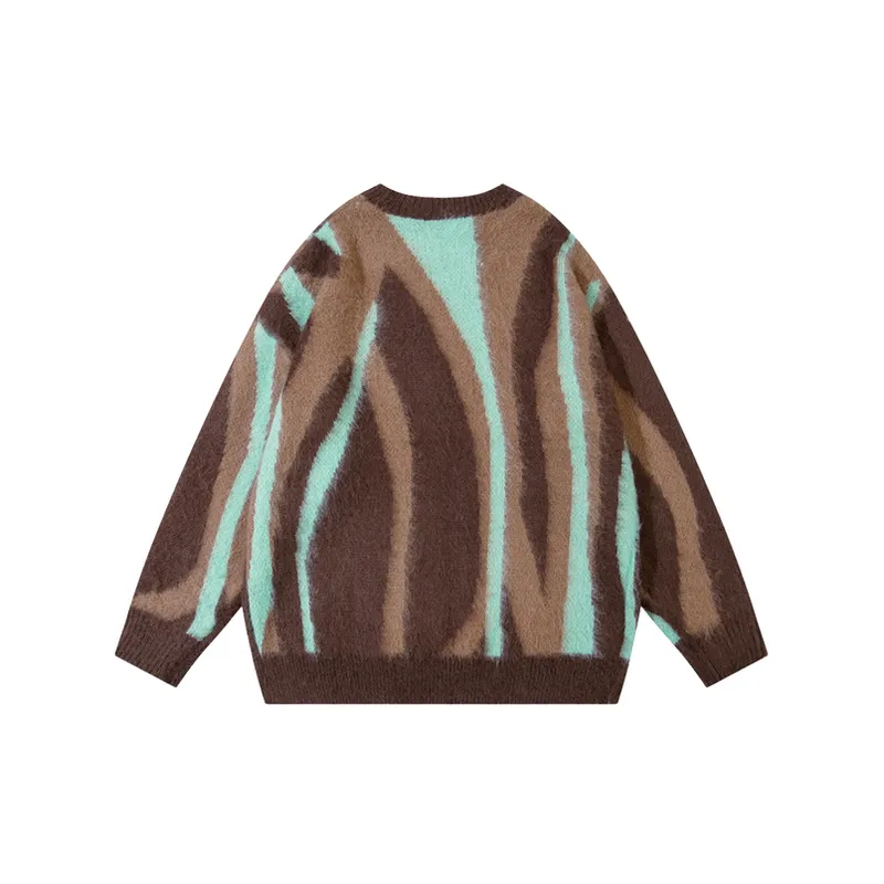 Retro Contrast Color Vertical Stripe Sweater-1