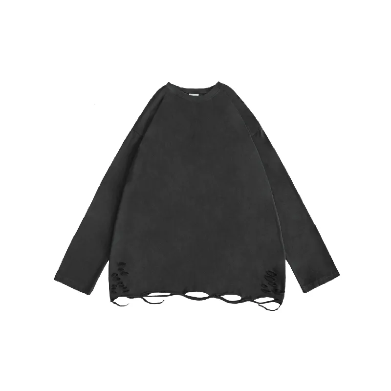 Trendy Long Sleeve Loose 100% Cotton T Shirt-6