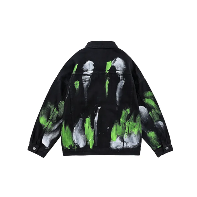 Casual Loose Multi Pocket Tie Dye Splash Ink Jacket-6