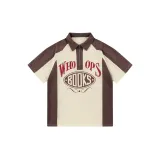 zip-up virgin wool polo shirt Marrone