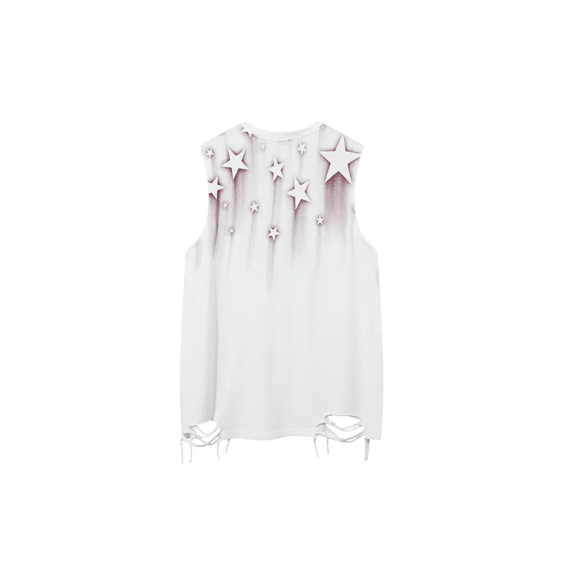 Hip Hop Star Print Sleeveless Vest-3