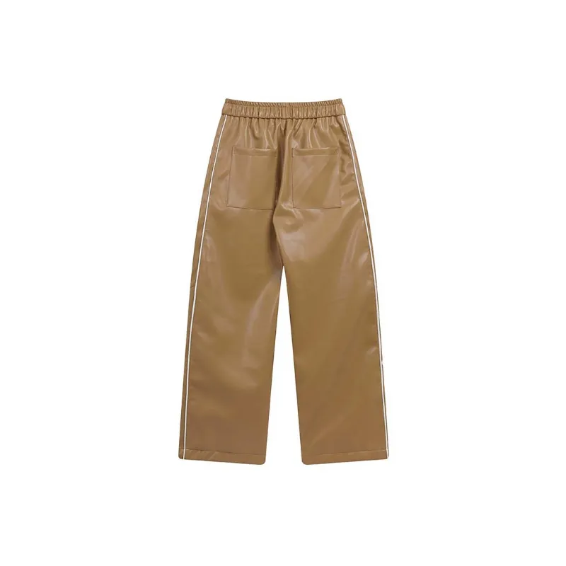 Trendy Retro Leather Pants-3