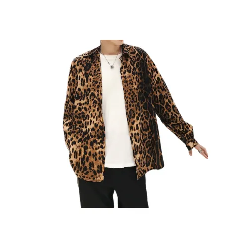 Trendy Leopard Print Long-Sleeved Shirt