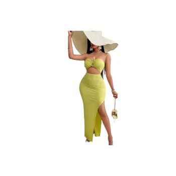 Fashionable Plain Polyester Dress Women