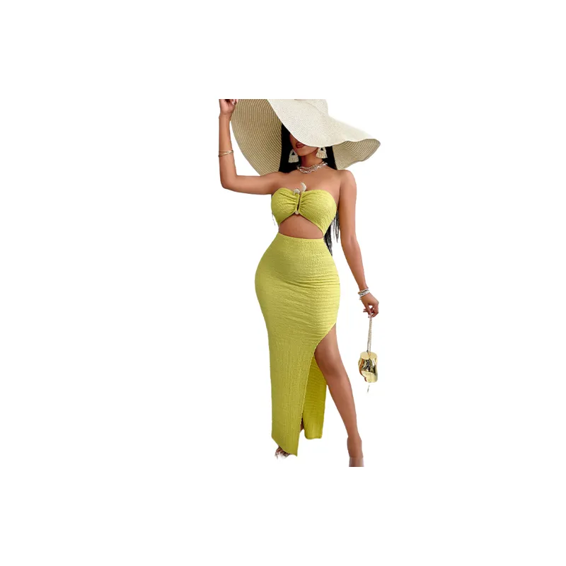 Fashionable Plain Polyester Dress Women-4