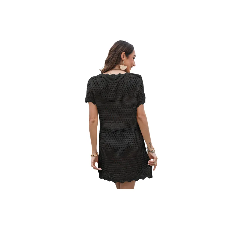 Fashionable Casual Cotton Blended Fabric Shorts Sleeved Dress Women-3