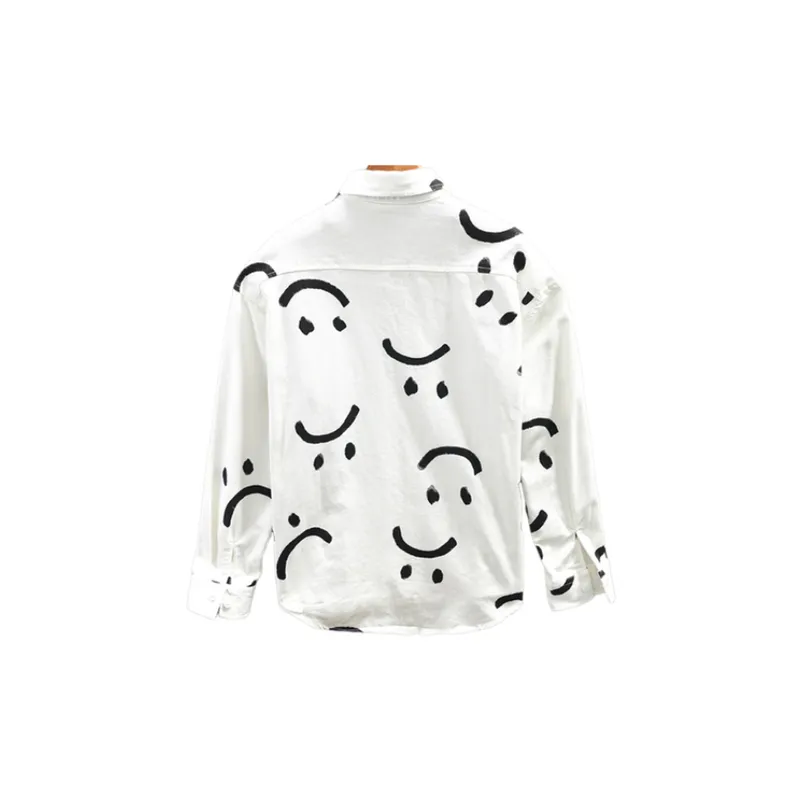 Loose Casual Shirt with Smiley Print-1