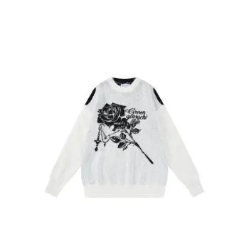 Niche Clothing Series Rose Base Crewneck Hoodie
