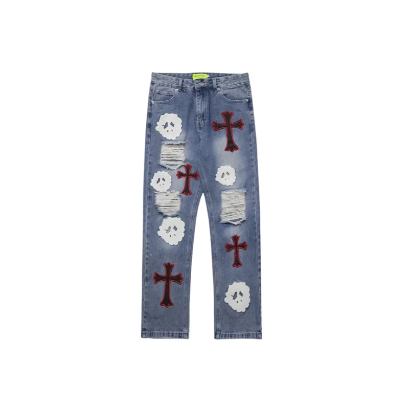 High Street Heavy Industry Embroidery Hole Jeans