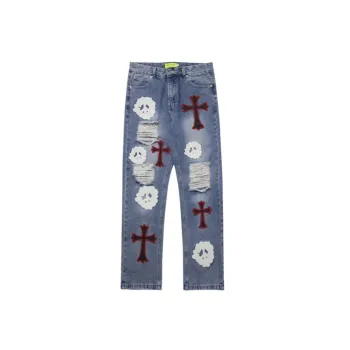 High Street Heavy Industry Embroidery Hole Jeans