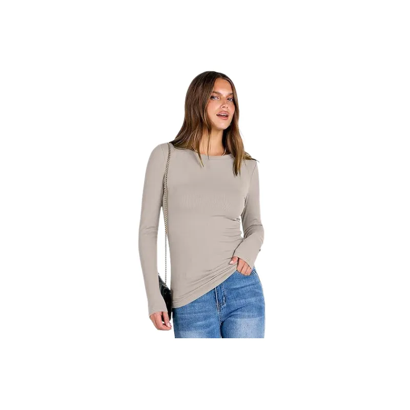Casual Long Sleeve Polyester T Shirt Women-0