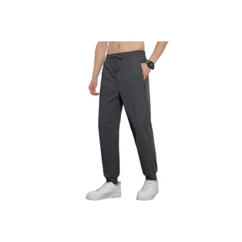 Sporty Plain Ice Silk Casual Pants Unisex
