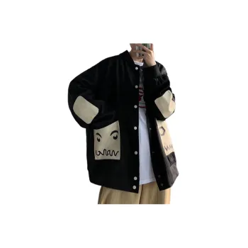 Large Size Loose Jacket with Contrast Colors