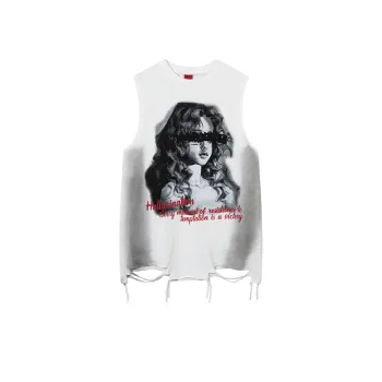 Loose Character Printing Inkjet Waistcoat Vest