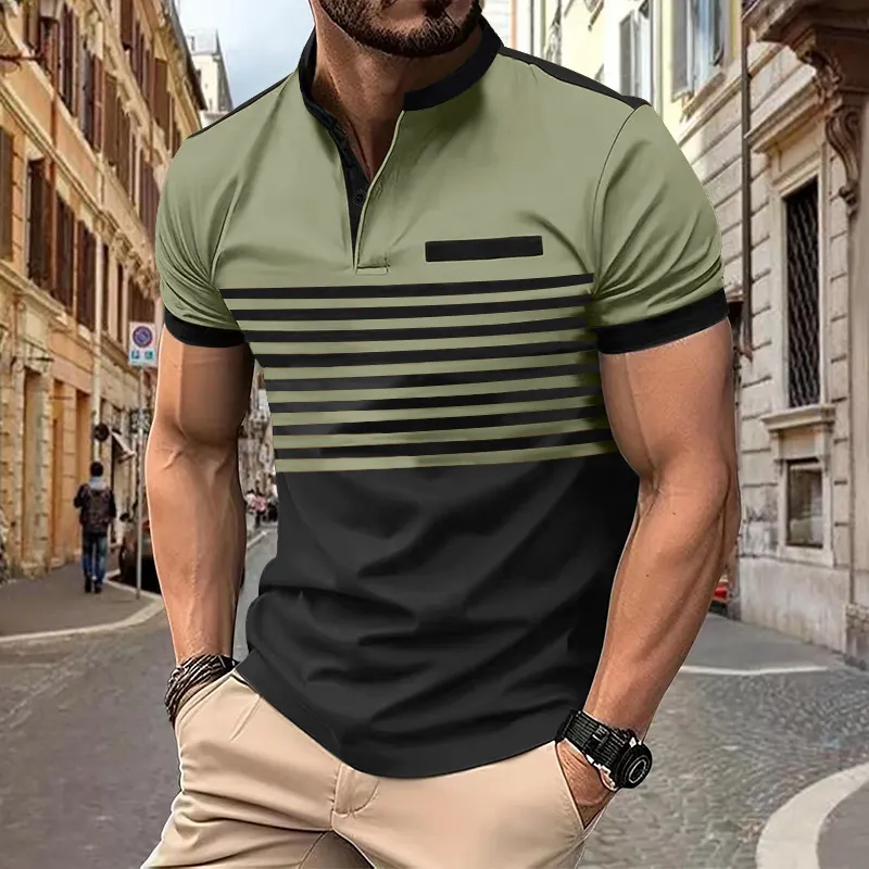 Fashionable Prin Cotton Blended Fabric Polo-14