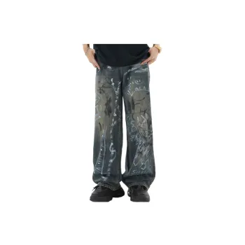 Hip Hop Design Sense Street Printed Loose Jeans