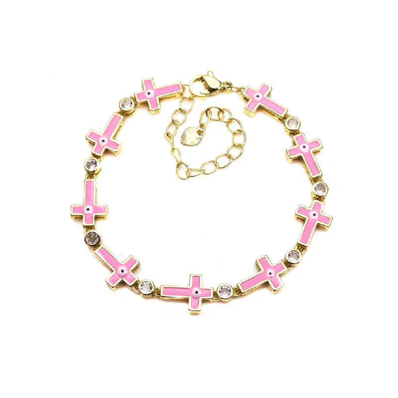 Hip Hop Cross Devil Eye Zircon Bracelet Cubac-6