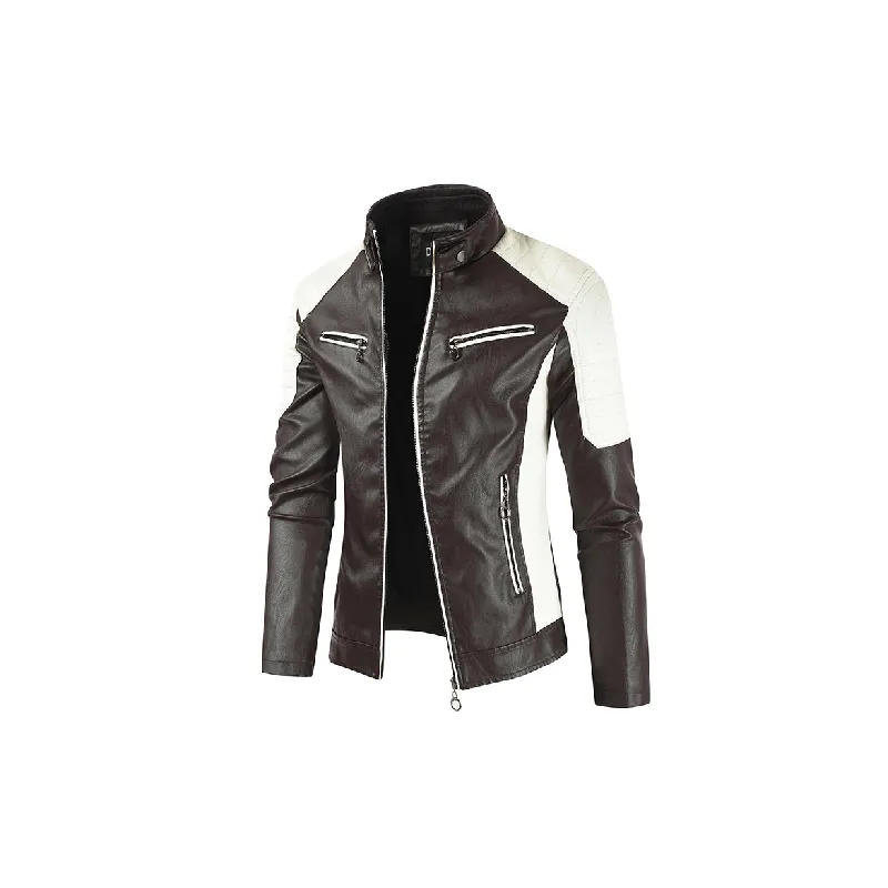 Cool Contrast Color Zipper Jacket-0
