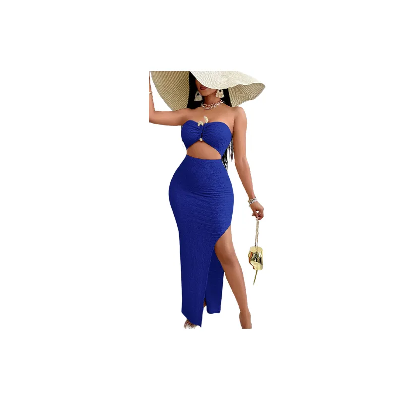 Fashionable Plain Polyester Dress Women-1