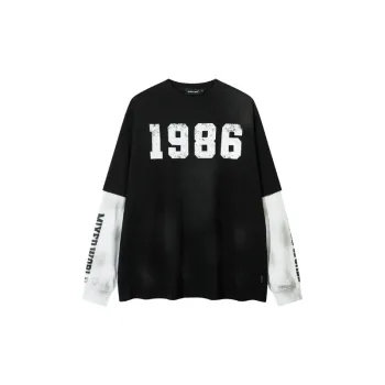 Retro Fake Two piece Long Sleeve T shirt