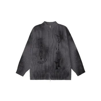 Retro Fashion Zipper Printed Sweater