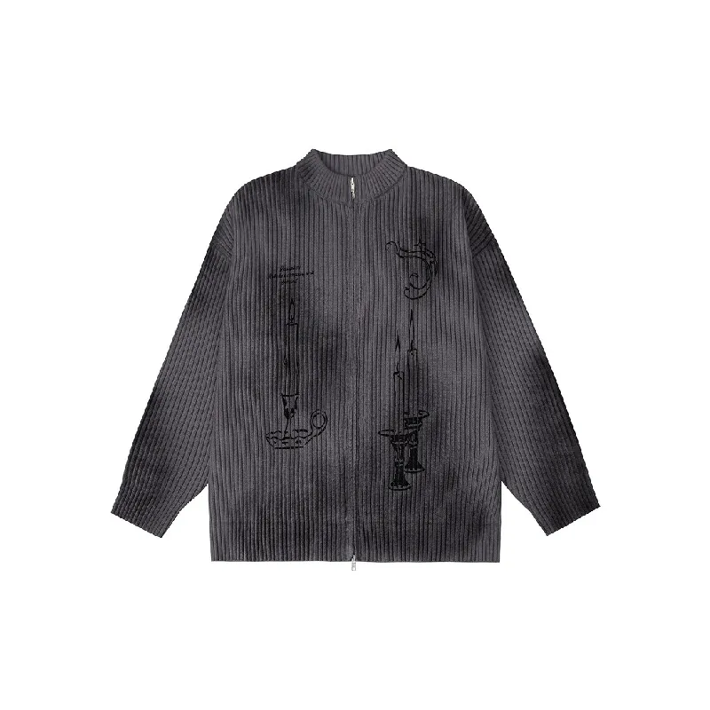 Retro Fashion Zipper Printed Sweater-2