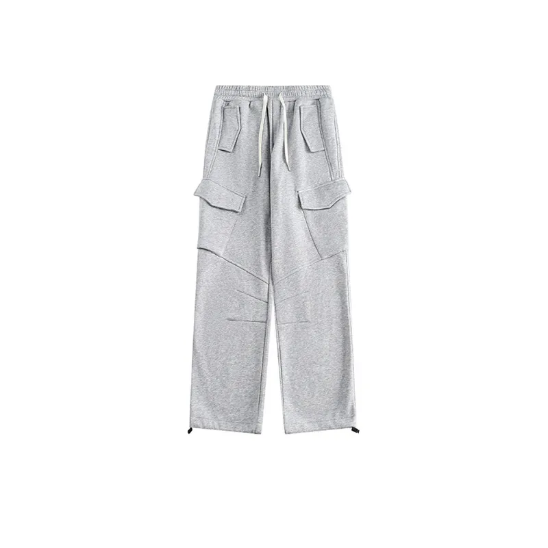Multi Pocket Casual Drawstring Elastomer Pants-0