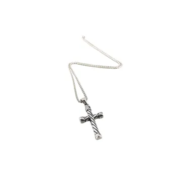 Retro Striped Cross Fashionable Stainless Steel Chain