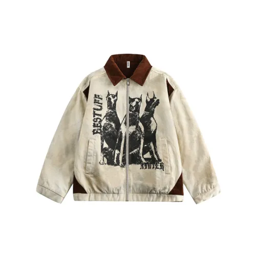 Washed Printed Lapel Cotton Coat
